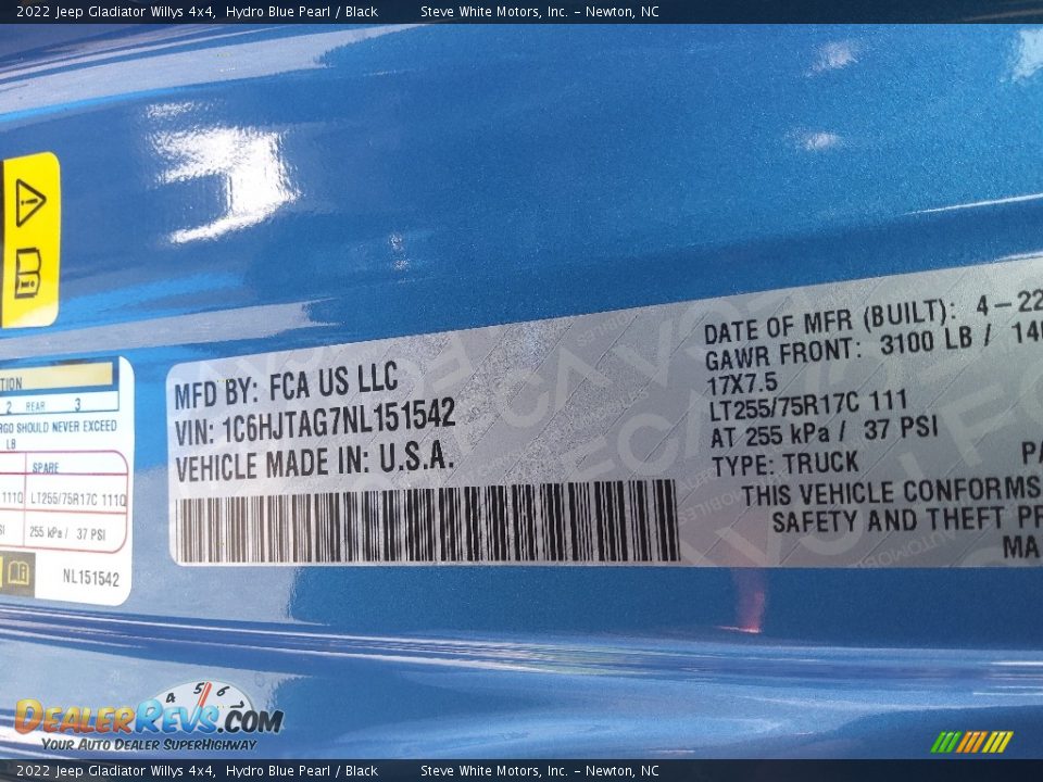 2022 Jeep Gladiator Willys 4x4 Hydro Blue Pearl / Black Photo #30