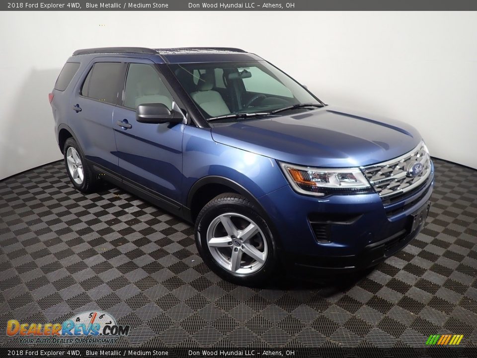 2018 Ford Explorer 4WD Blue Metallic / Medium Stone Photo #3