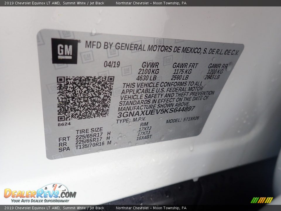 2019 Chevrolet Equinox LT AWD Summit White / Jet Black Photo #28