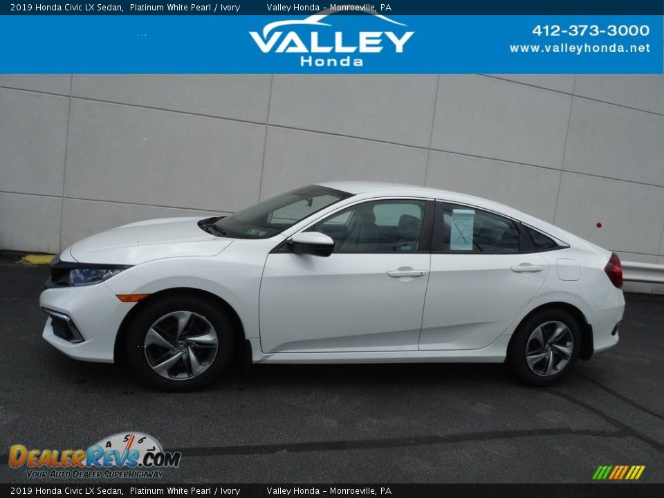 2019 Honda Civic LX Sedan Platinum White Pearl / Ivory Photo #2