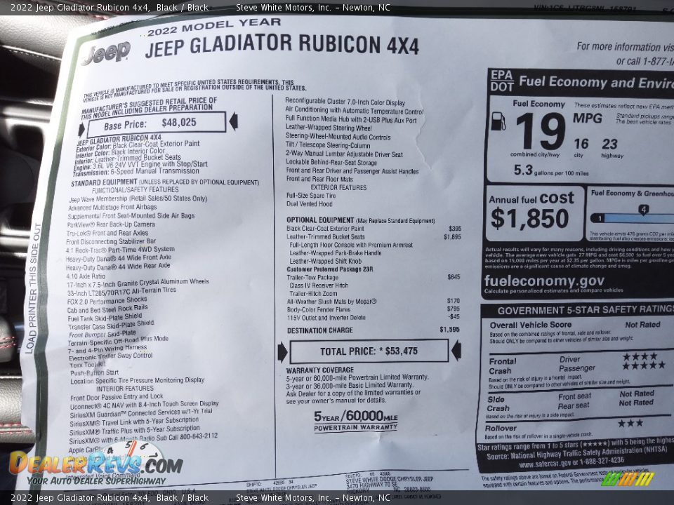 2022 Jeep Gladiator Rubicon 4x4 Black / Black Photo #29