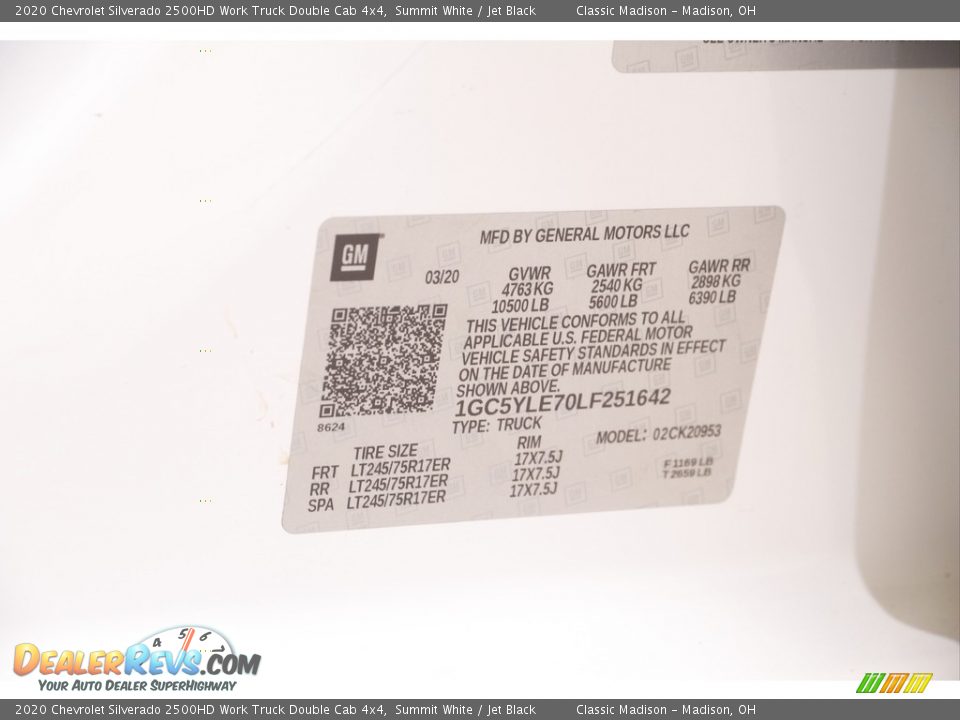 2020 Chevrolet Silverado 2500HD Work Truck Double Cab 4x4 Summit White / Jet Black Photo #21