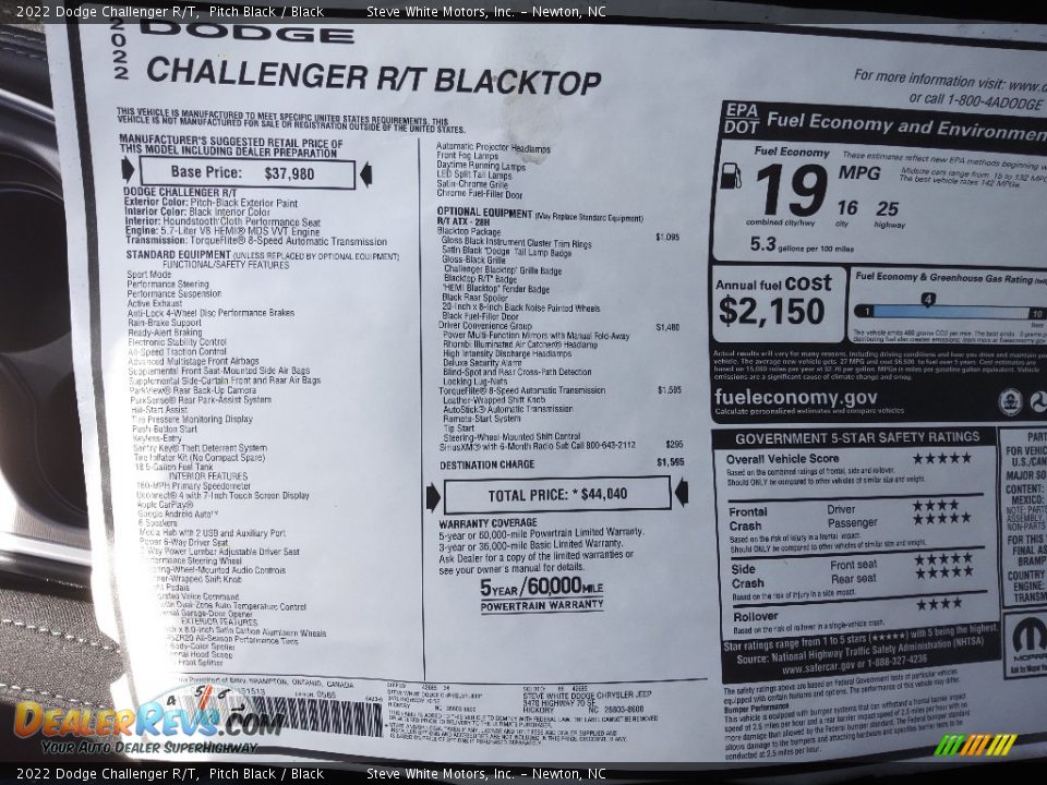 2022 Dodge Challenger R/T Pitch Black / Black Photo #25
