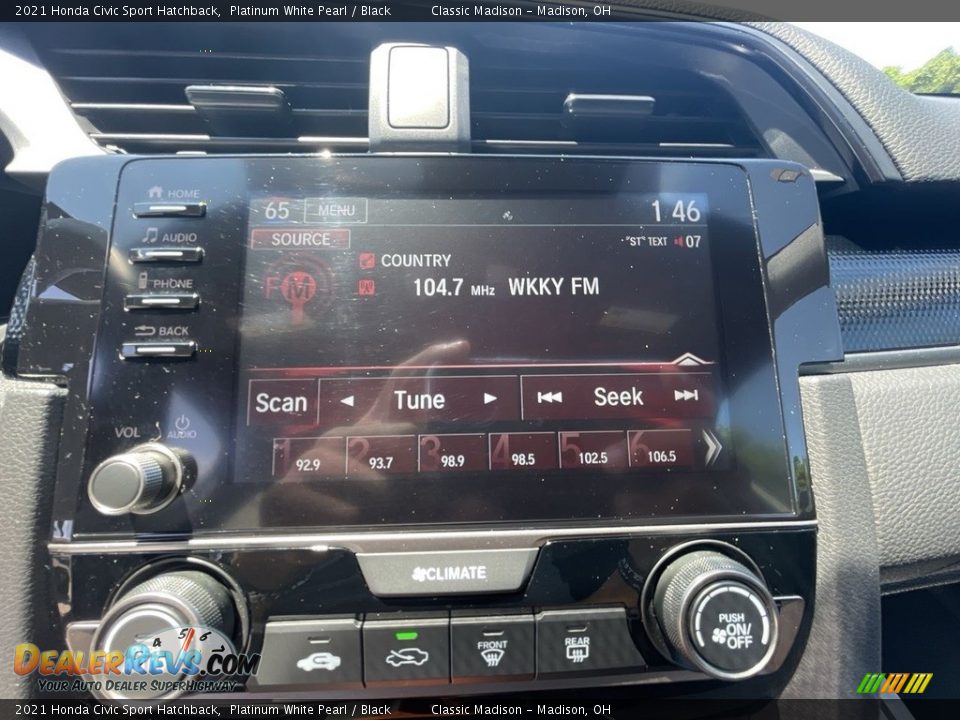 2021 Honda Civic Sport Hatchback Platinum White Pearl / Black Photo #11