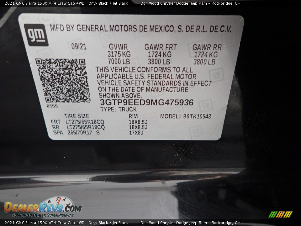 2021 GMC Sierra 1500 AT4 Crew Cab 4WD Onyx Black / Jet Black Photo #34
