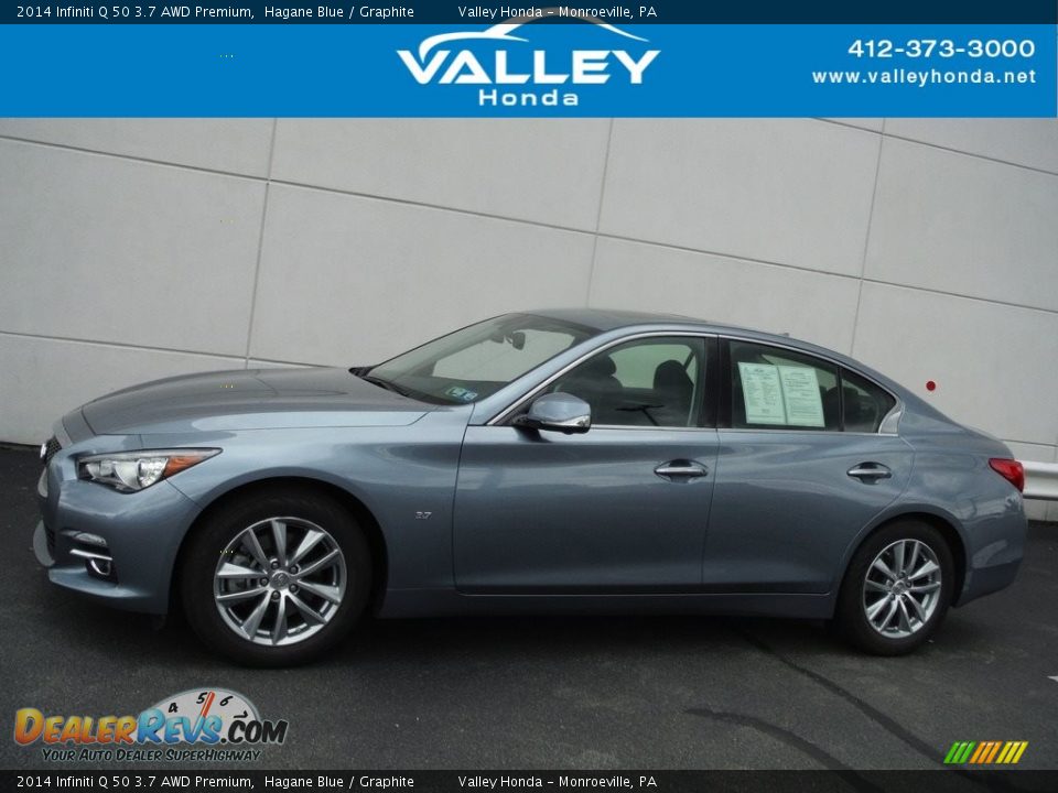 2014 Infiniti Q 50 3.7 AWD Premium Hagane Blue / Graphite Photo #2