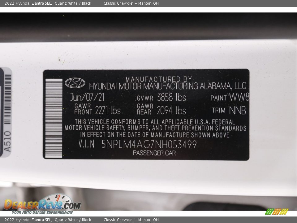 2022 Hyundai Elantra SEL Quartz White / Black Photo #19