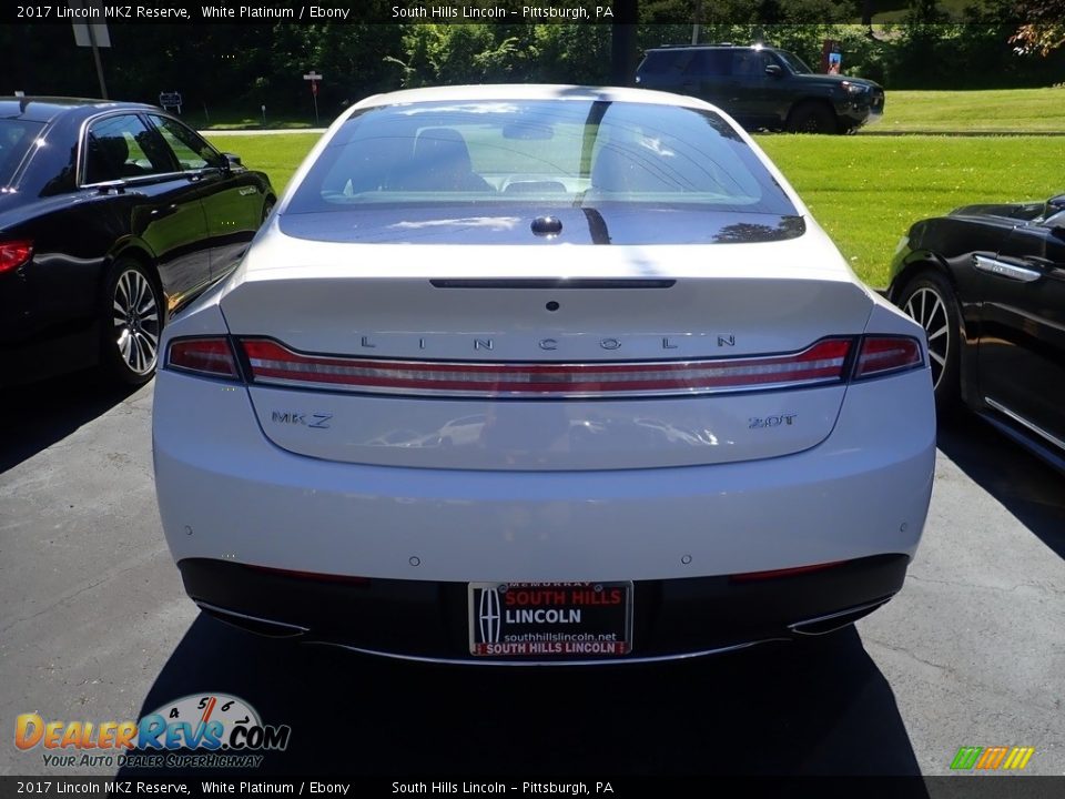 2017 Lincoln MKZ Reserve White Platinum / Ebony Photo #3