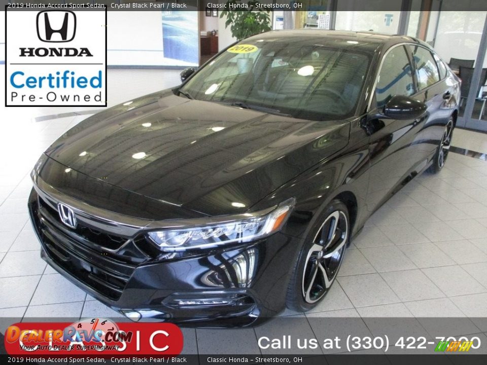 2019 Honda Accord Sport Sedan Crystal Black Pearl / Black Photo #1