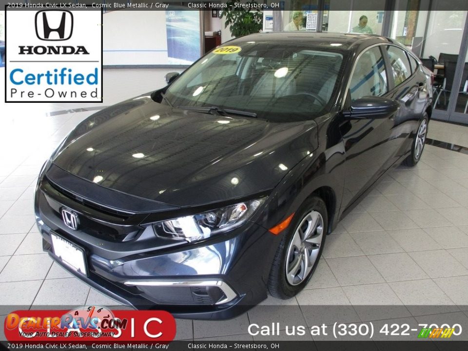 2019 Honda Civic LX Sedan Cosmic Blue Metallic / Gray Photo #1