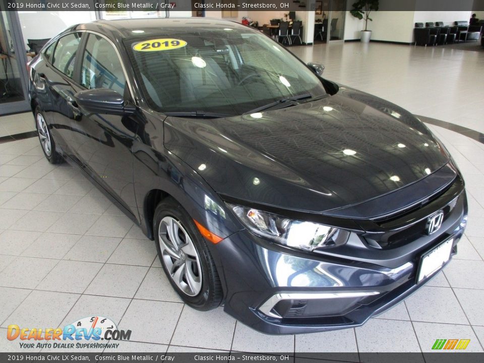 2019 Honda Civic LX Sedan Cosmic Blue Metallic / Gray Photo #3