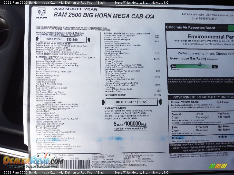 2022 Ram 2500 Big Horn Mega Cab 4x4 Window Sticker Photo #32