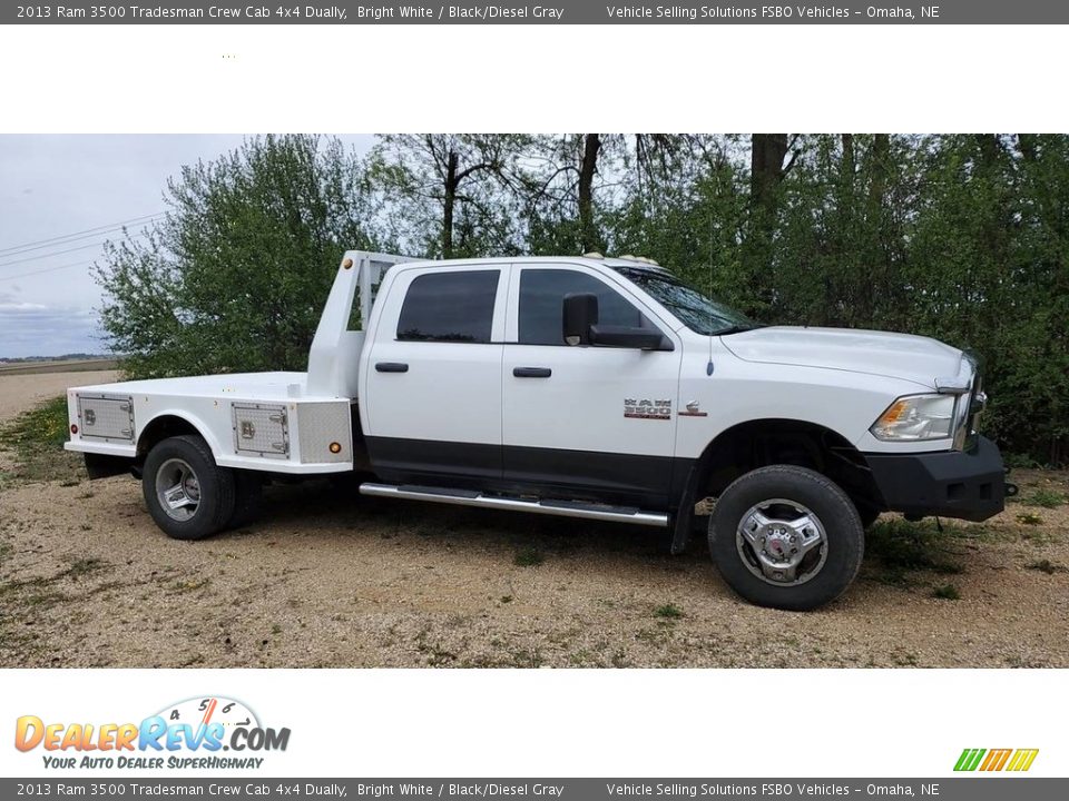 2013 Ram 3500 Tradesman Crew Cab 4x4 Dually Bright White / Black/Diesel Gray Photo #2