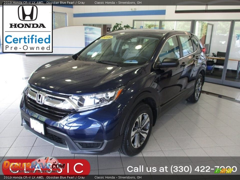 2019 Honda CR-V LX AWD Obsidian Blue Pearl / Gray Photo #1