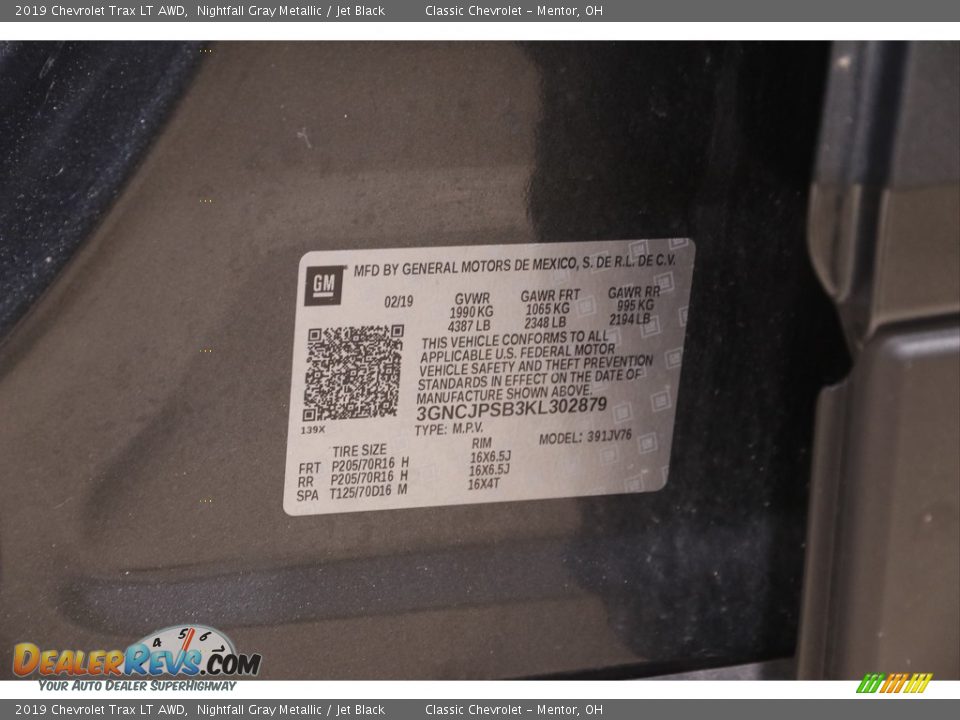 2019 Chevrolet Trax LT AWD Nightfall Gray Metallic / Jet Black Photo #19