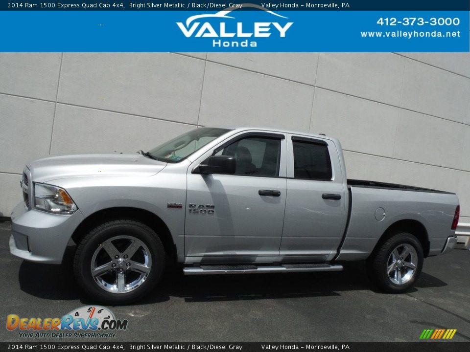 2014 Ram 1500 Express Quad Cab 4x4 Bright Silver Metallic / Black/Diesel Gray Photo #2