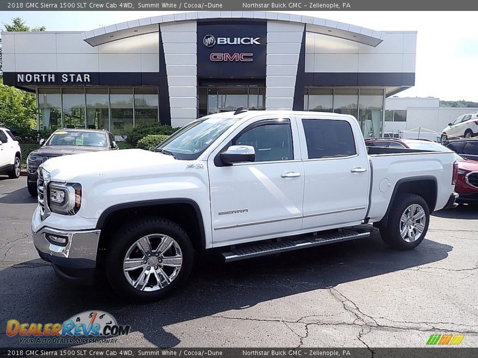 2018 GMC Sierra 1500 SLT Crew Cab 4WD Summit White / Cocoa/­Dune Photo #1