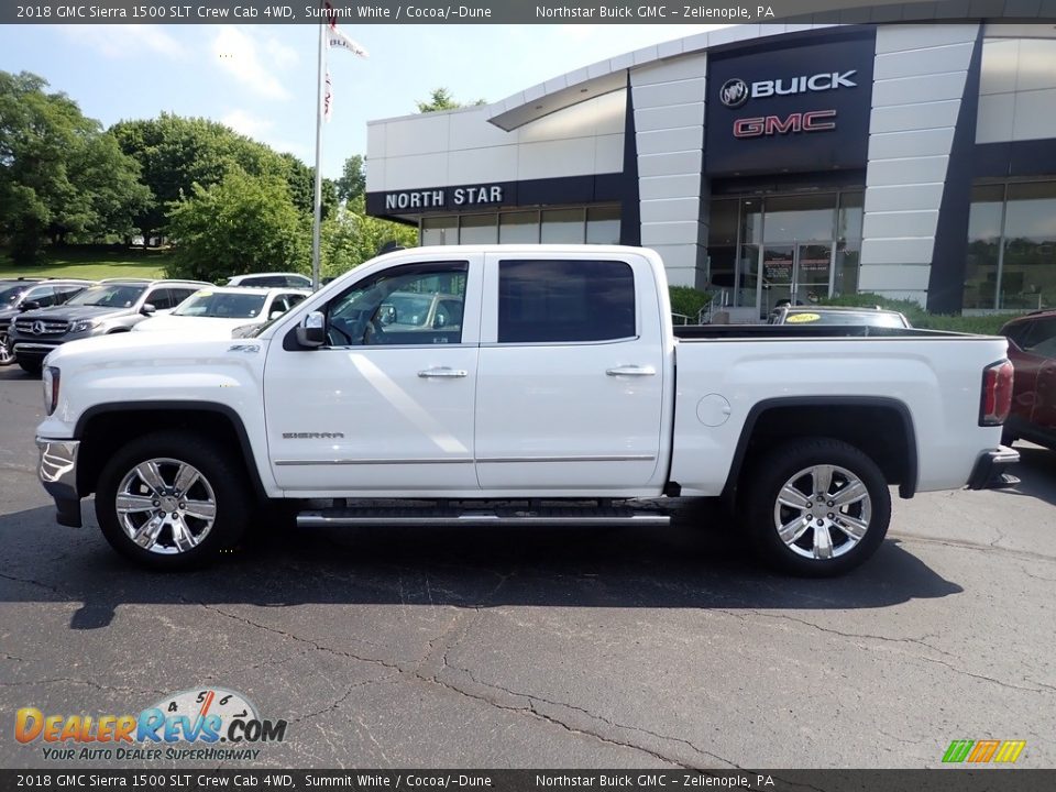 2018 GMC Sierra 1500 SLT Crew Cab 4WD Summit White / Cocoa/­Dune Photo #2