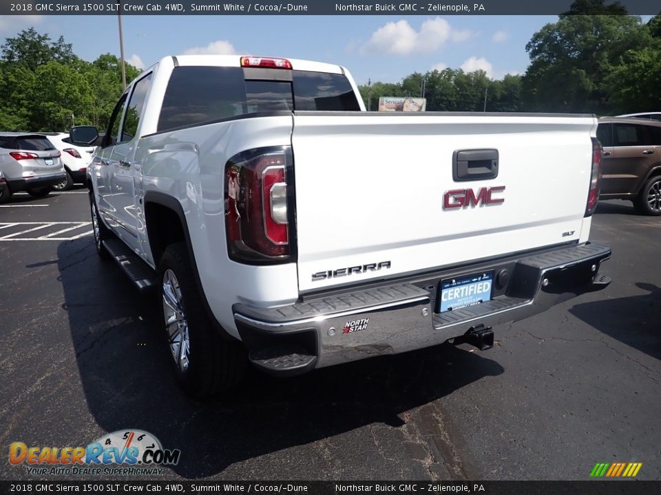 2018 GMC Sierra 1500 SLT Crew Cab 4WD Summit White / Cocoa/­Dune Photo #4