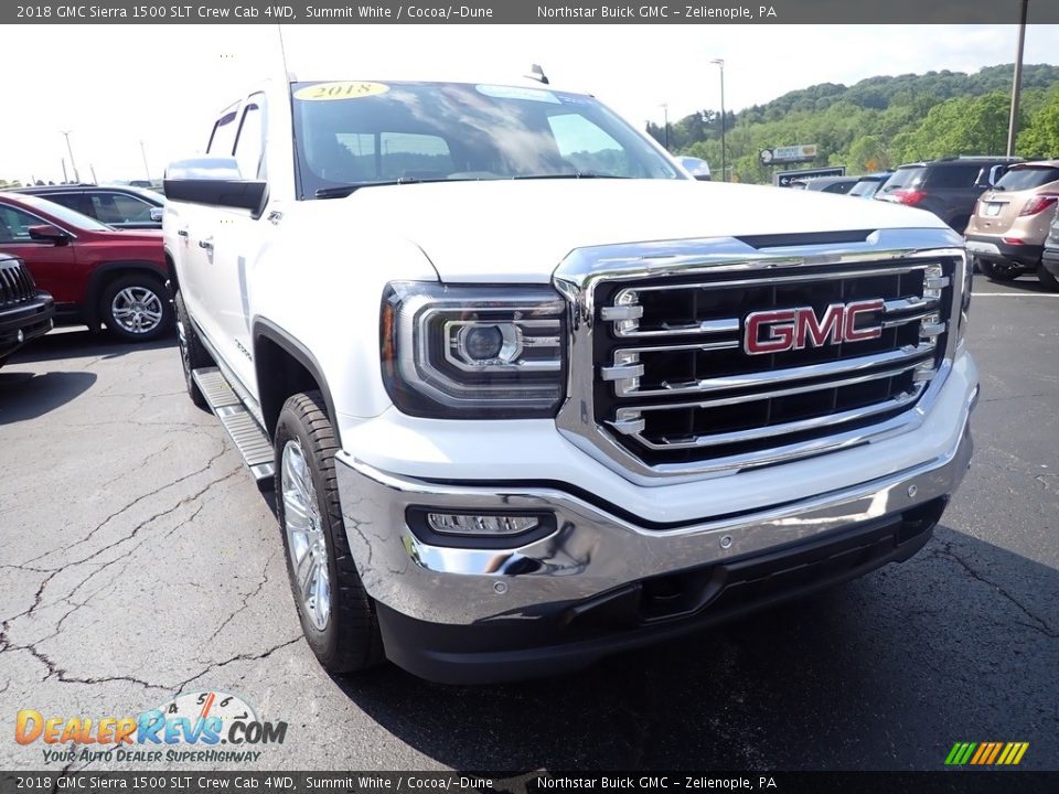 2018 GMC Sierra 1500 SLT Crew Cab 4WD Summit White / Cocoa/­Dune Photo #11