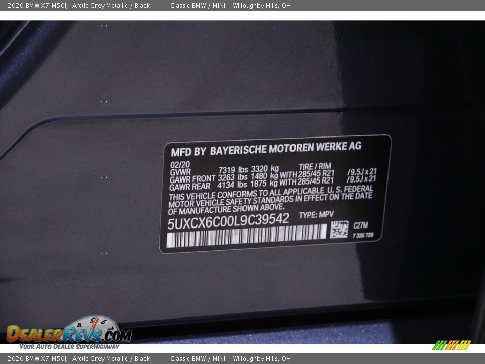 2020 BMW X7 M50i Arctic Grey Metallic / Black Photo #24