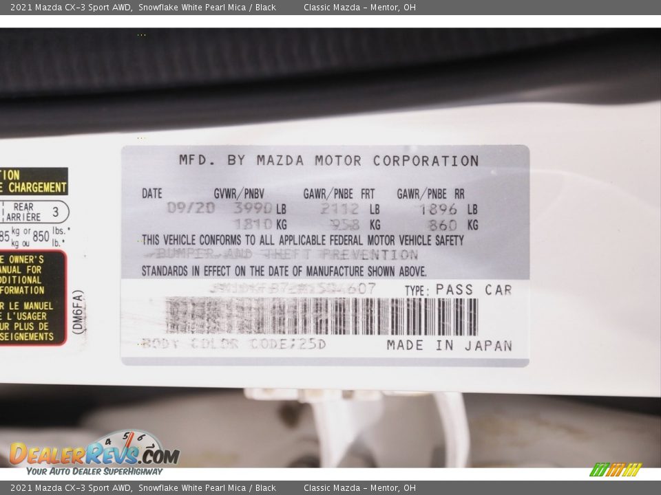 2021 Mazda CX-3 Sport AWD Snowflake White Pearl Mica / Black Photo #19