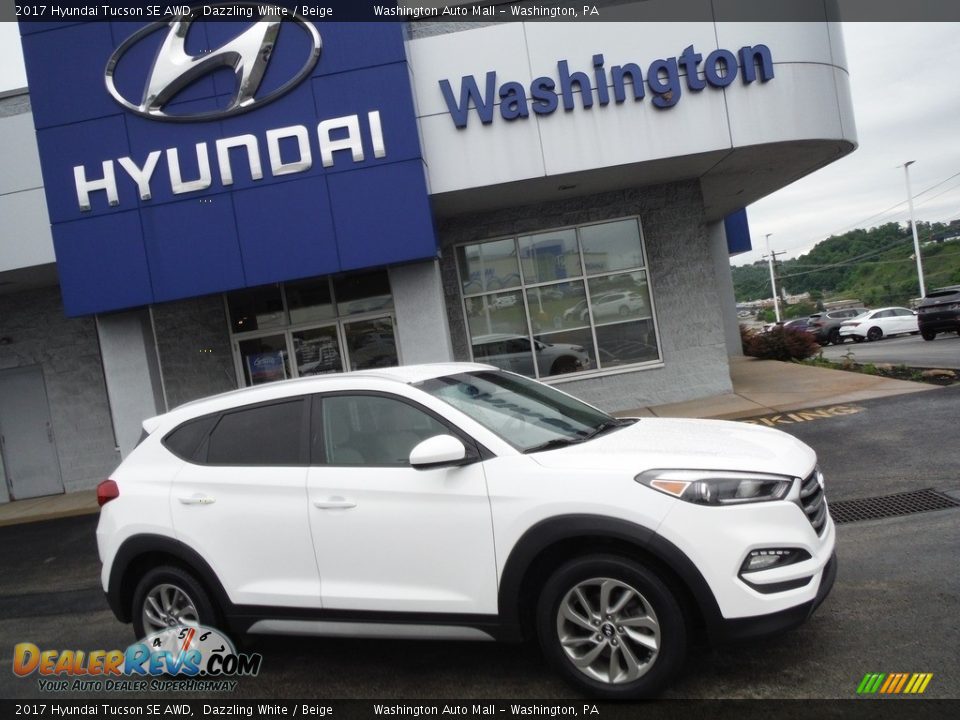 2017 Hyundai Tucson SE AWD Dazzling White / Beige Photo #2