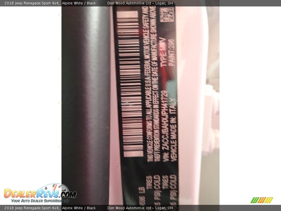 2018 Jeep Renegade Sport 4x4 Alpine White / Black Photo #31