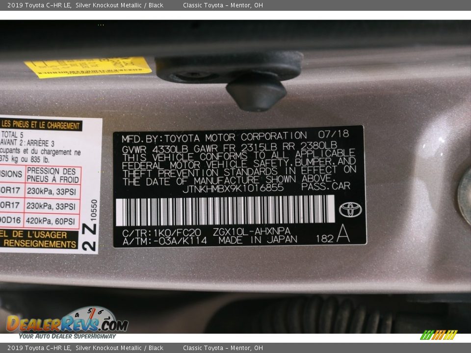2019 Toyota C-HR LE Silver Knockout Metallic / Black Photo #18