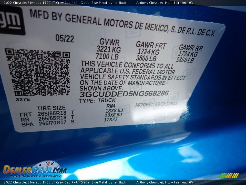 2022 Chevrolet Silverado 1500 LT Crew Cab 4x4 Glacier Blue Metallic / Jet Black Photo #15
