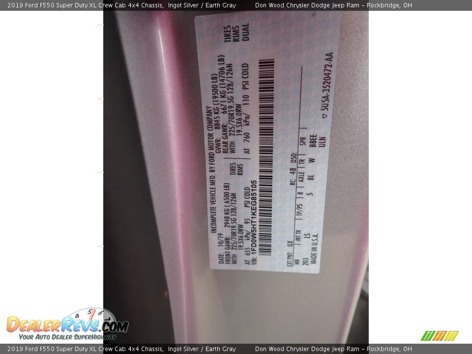 2019 Ford F550 Super Duty XL Crew Cab 4x4 Chassis Ingot Silver / Earth Gray Photo #27