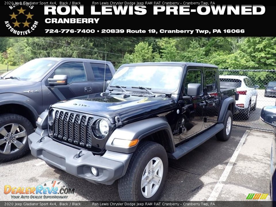 2020 Jeep Gladiator Sport 4x4 Black / Black Photo #1