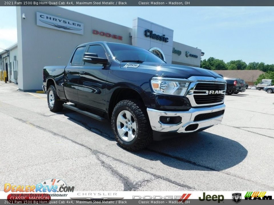 2021 Ram 1500 Big Horn Quad Cab 4x4 Maximum Steel Metallic / Black Photo #1
