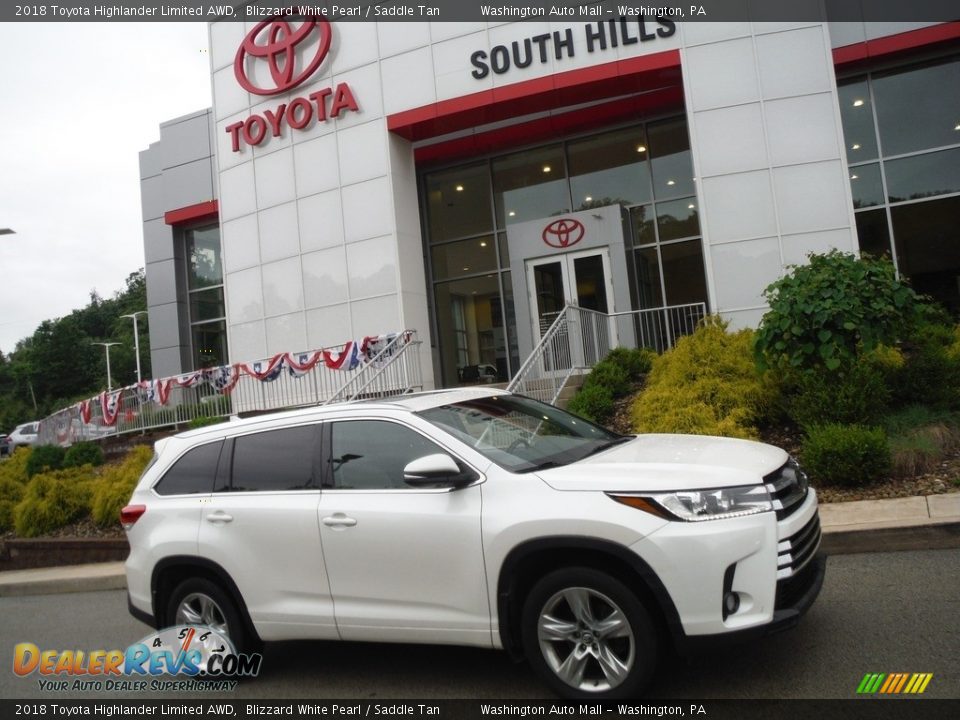 2018 Toyota Highlander Limited AWD Blizzard White Pearl / Saddle Tan Photo #2