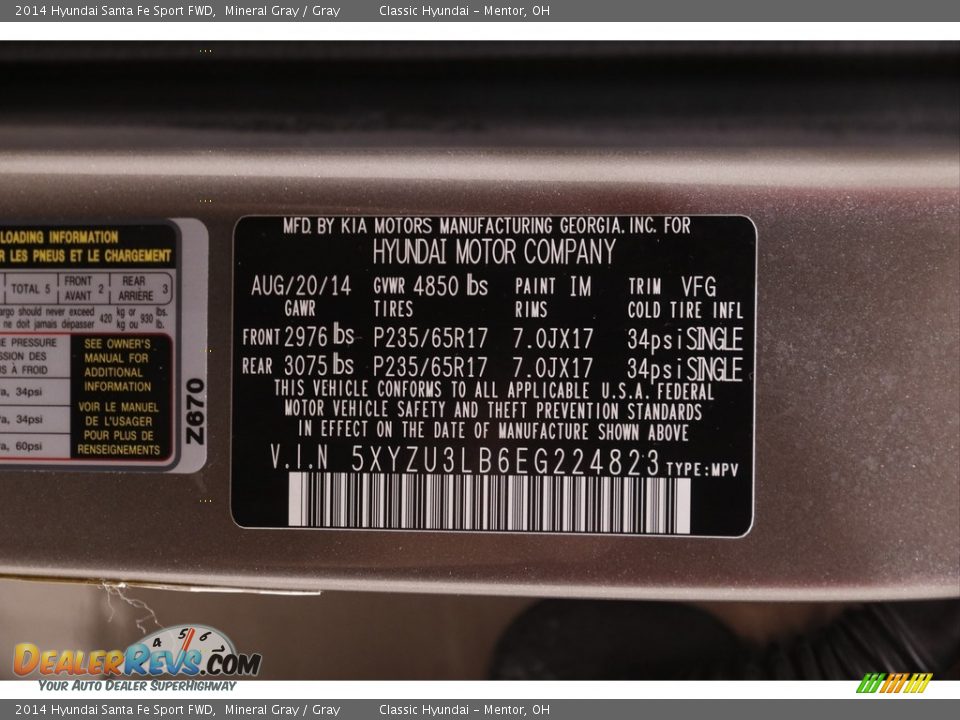 2014 Hyundai Santa Fe Sport FWD Mineral Gray / Gray Photo #22