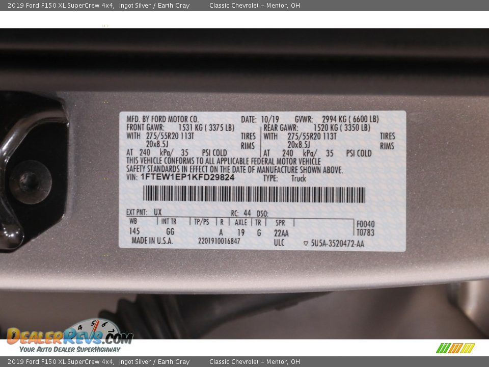 2019 Ford F150 XL SuperCrew 4x4 Ingot Silver / Earth Gray Photo #20