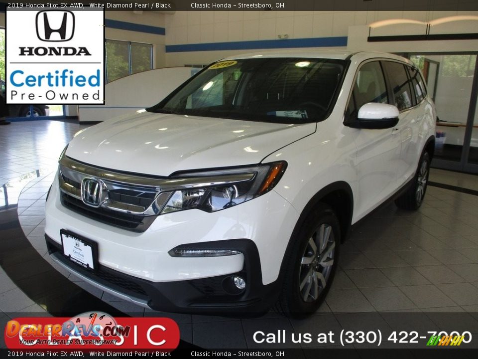 2019 Honda Pilot EX AWD White Diamond Pearl / Black Photo #1