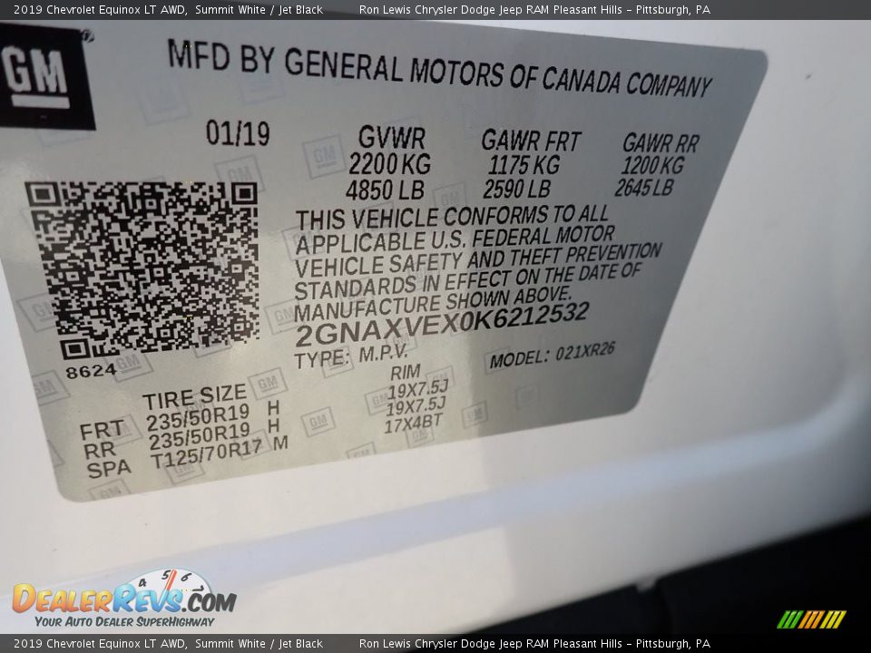 2019 Chevrolet Equinox LT AWD Summit White / Jet Black Photo #15