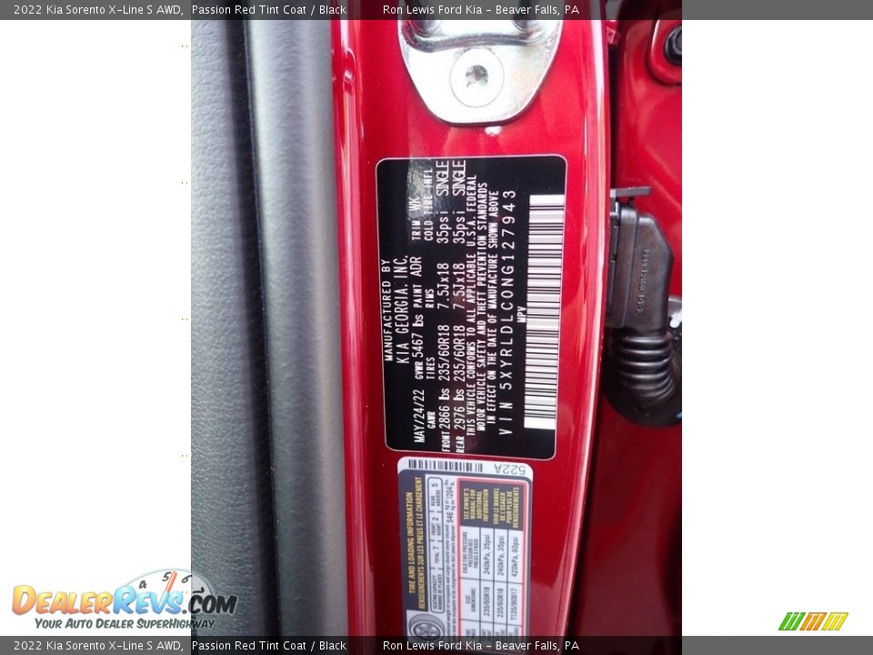 2022 Kia Sorento X-Line S AWD Passion Red Tint Coat / Black Photo #20
