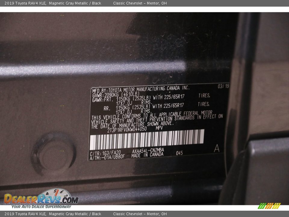 2019 Toyota RAV4 XLE Magnetic Gray Metallic / Black Photo #20