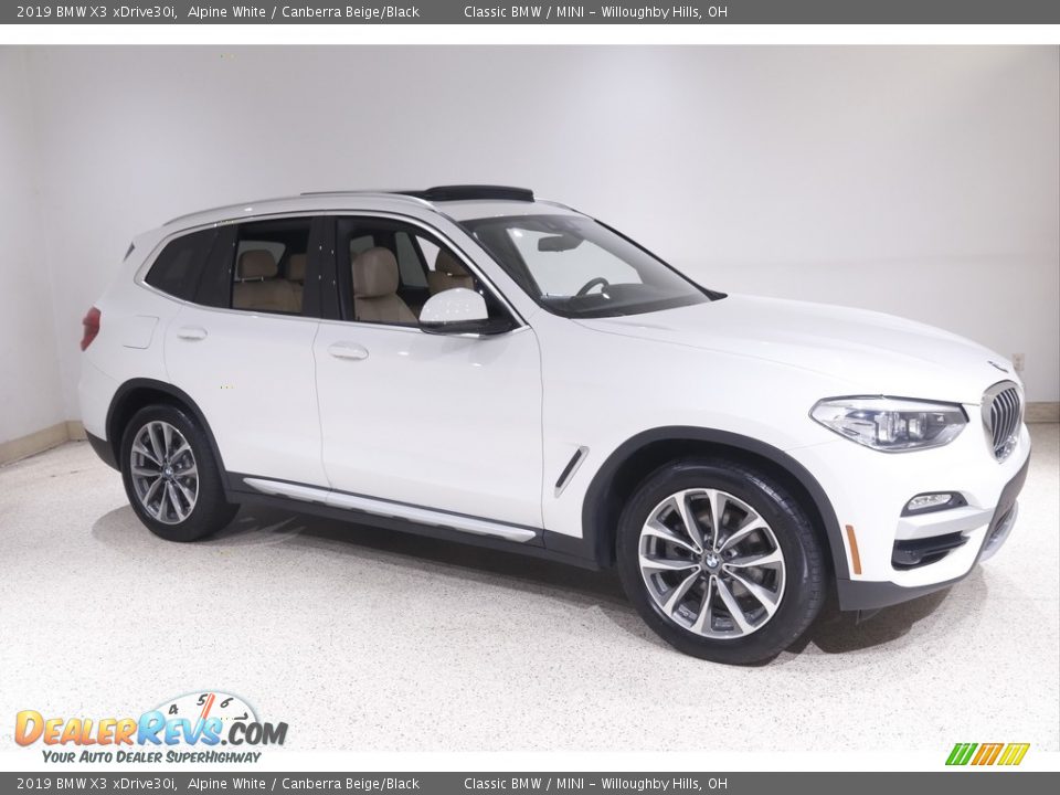 2019 BMW X3 xDrive30i Alpine White / Canberra Beige/Black Photo #1