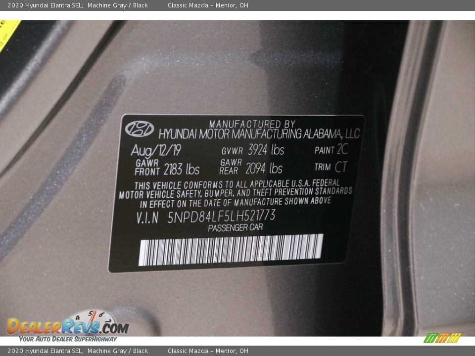 2020 Hyundai Elantra SEL Machine Gray / Black Photo #19
