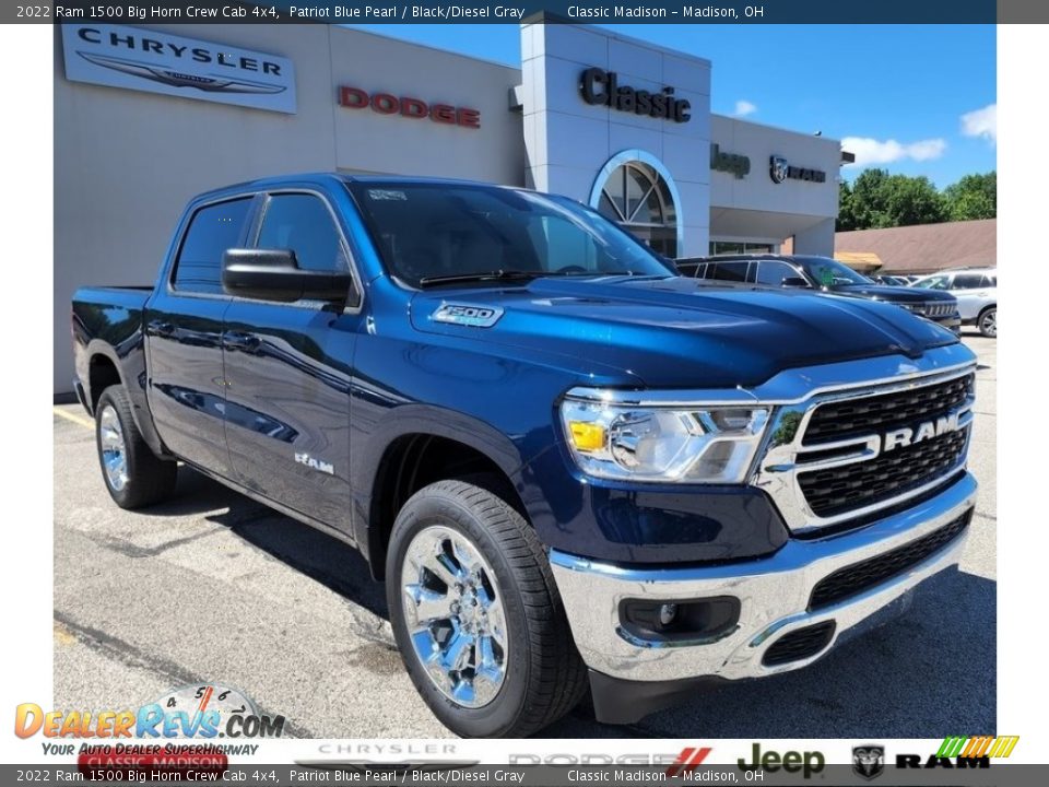 2022 Ram 1500 Big Horn Crew Cab 4x4 Patriot Blue Pearl / Black/Diesel Gray Photo #1