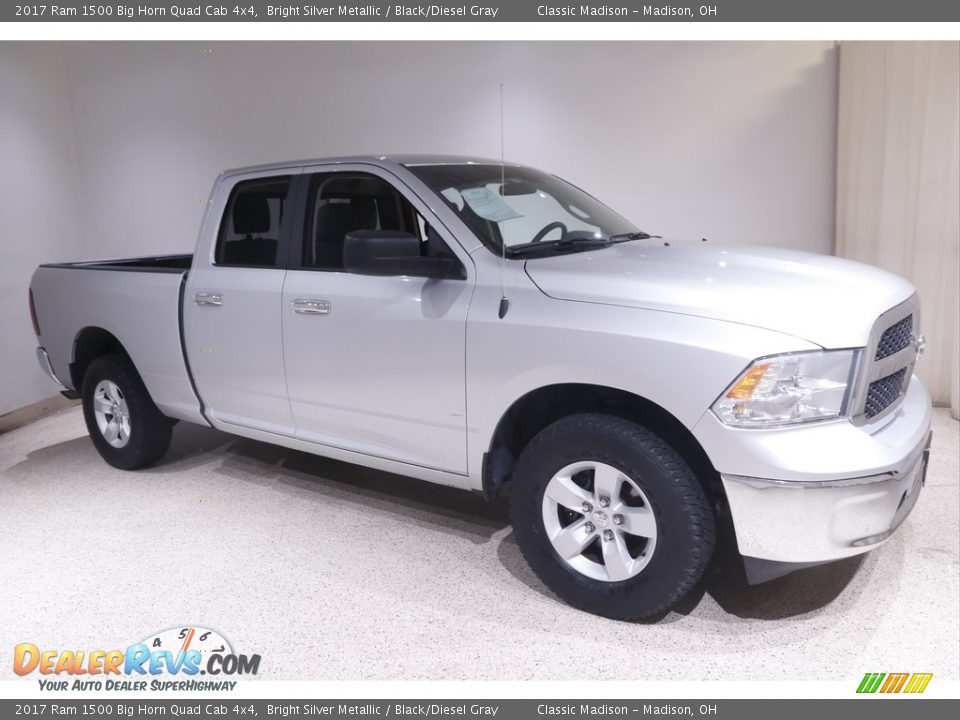 2017 Ram 1500 Big Horn Quad Cab 4x4 Bright Silver Metallic / Black/Diesel Gray Photo #1