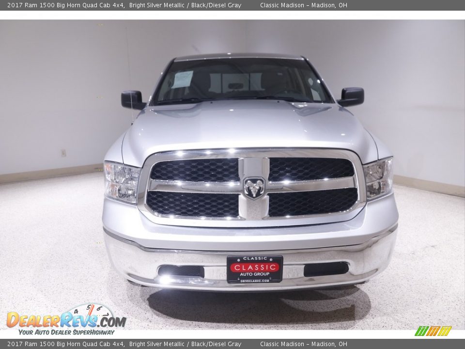 2017 Ram 1500 Big Horn Quad Cab 4x4 Bright Silver Metallic / Black/Diesel Gray Photo #2
