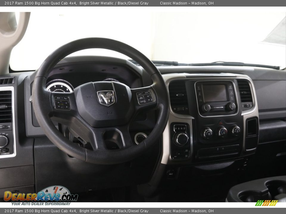 2017 Ram 1500 Big Horn Quad Cab 4x4 Bright Silver Metallic / Black/Diesel Gray Photo #6