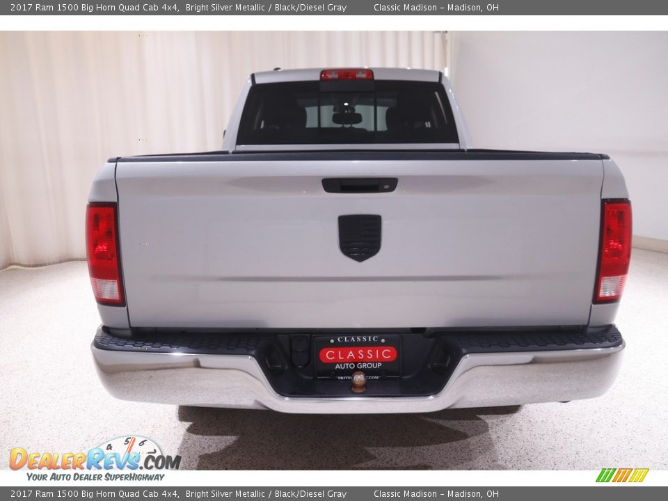 2017 Ram 1500 Big Horn Quad Cab 4x4 Bright Silver Metallic / Black/Diesel Gray Photo #18