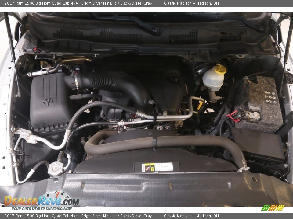 2017 Ram 1500 Big Horn Quad Cab 4x4 Bright Silver Metallic / Black/Diesel Gray Photo #19