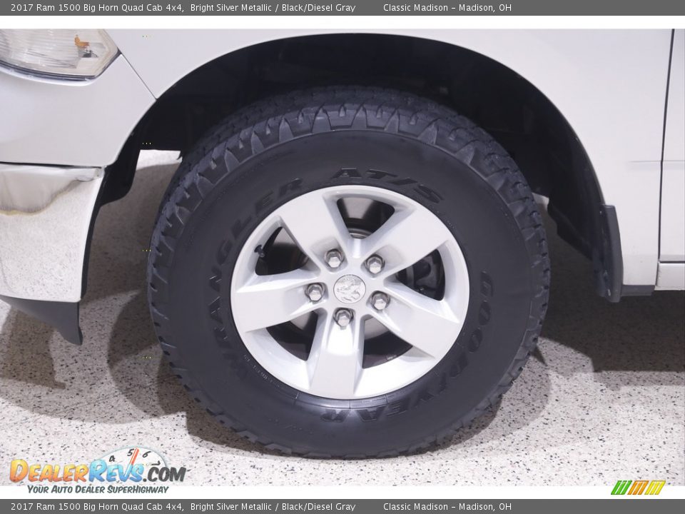 2017 Ram 1500 Big Horn Quad Cab 4x4 Bright Silver Metallic / Black/Diesel Gray Photo #20