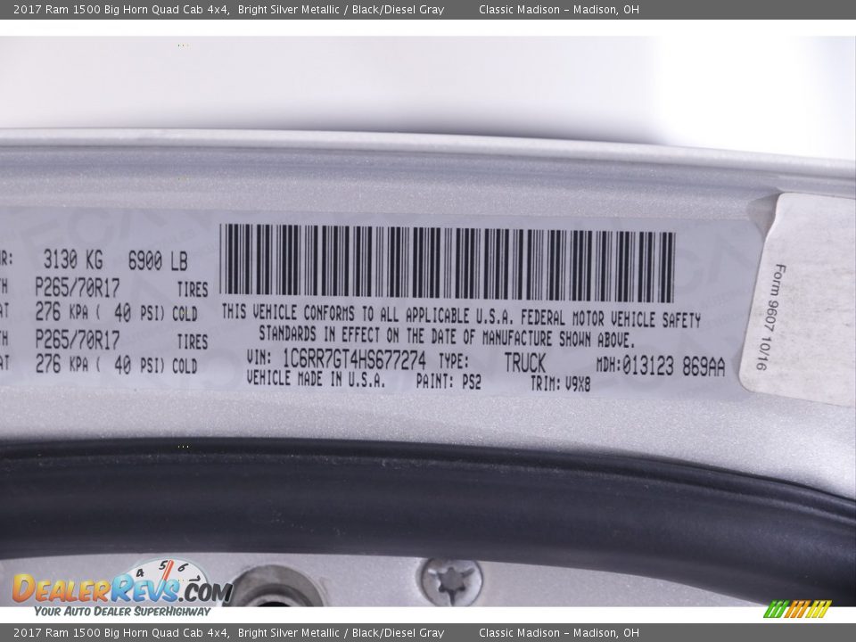 2017 Ram 1500 Big Horn Quad Cab 4x4 Bright Silver Metallic / Black/Diesel Gray Photo #21